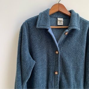 L.L. Bean | Speckled Blue Button Down Fleece Sweater